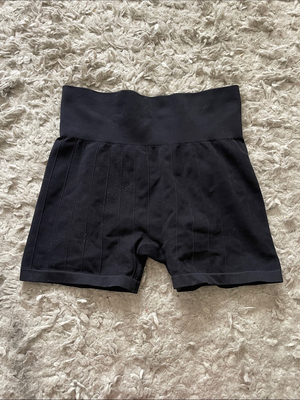 H&M Black High-Waist Ribbed Stretch Bike Shorts